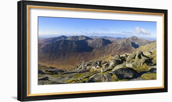 Panoramic view of the Northern Mountains from the top of Goatfell, Isle of Arran, North Ayrshire, S-Gary Cook-Framed Photographic Print