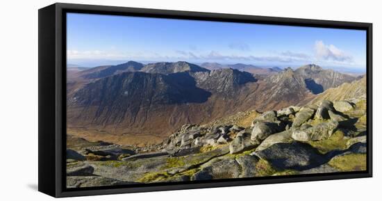 Panoramic view of the Northern Mountains from the top of Goatfell, Isle of Arran, North Ayrshire, S-Gary Cook-Framed Premier Image Canvas