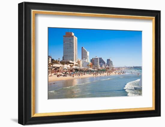 Panoramic View of the  Tel-Aviv Public Beach on Mediterranean Sea. Israel-Aleksandar Todorovic-Framed Photographic Print