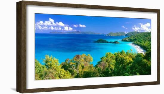 Panoramic View of Trunk Bay, St. John, USVI-George Oze-Framed Photographic Print