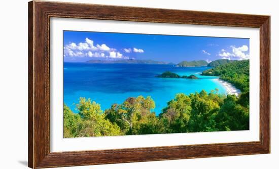 Panoramic View of Trunk Bay, St. John, USVI-George Oze-Framed Photographic Print