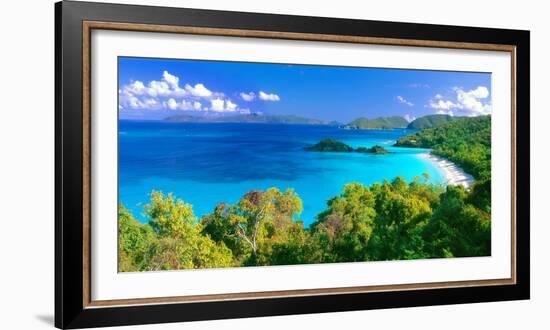 Panoramic View of Trunk Bay, St. John, USVI-George Oze-Framed Photographic Print