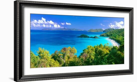 Panoramic View of Trunk Bay, St. John, USVI-George Oze-Framed Photographic Print