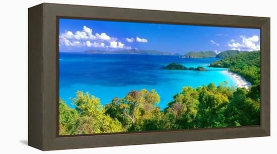 Panoramic View of Trunk Bay, St. John, USVI-George Oze-Framed Premier Image Canvas