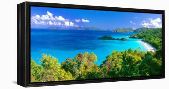 Panoramic View of Trunk Bay, St. John, USVI-George Oze-Framed Premier Image Canvas