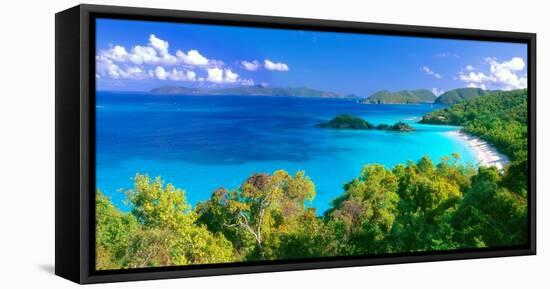 Panoramic View of Trunk Bay, St. John, USVI-George Oze-Framed Premier Image Canvas