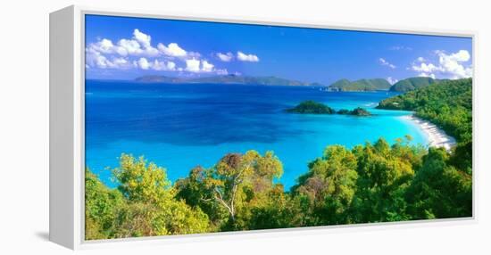 Panoramic View of Trunk Bay, St. John, USVI-George Oze-Framed Premier Image Canvas