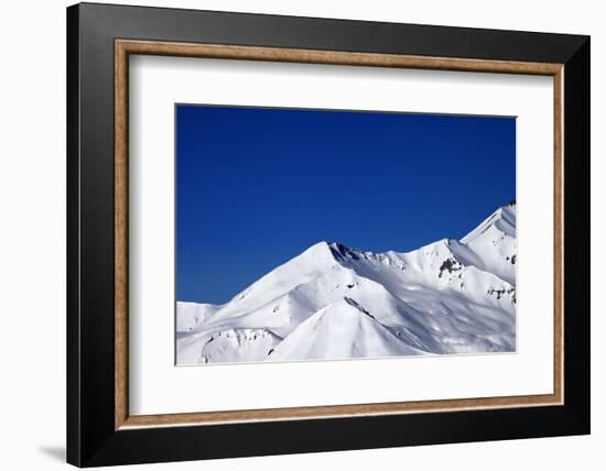 Panoramic View on Snowy Winter Mountains and Clear Blue Sky in Sun Day-BSANI-Framed Photographic Print