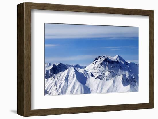 Panoramic View on Winter Mountains in Haze-BSANI-Framed Photographic Print