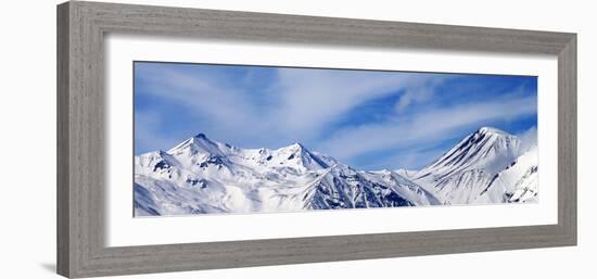 Panoramic View on Winter Snowy Mountains in Windy Day-BSANI-Framed Photographic Print