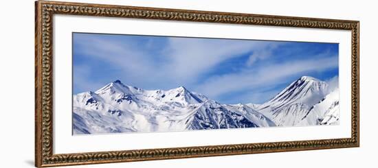 Panoramic View on Winter Snowy Mountains in Windy Day-BSANI-Framed Photographic Print