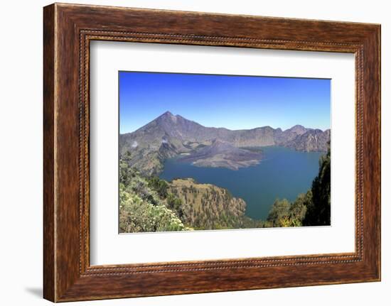 Panoramic View over the Lake Inside the Crater of Rinjani, Lombok, Indonesia-Mark Taylor-Framed Photographic Print