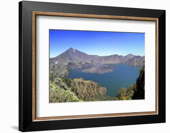 Panoramic View over the Lake Inside the Crater of Rinjani, Lombok, Indonesia-Mark Taylor-Framed Photographic Print