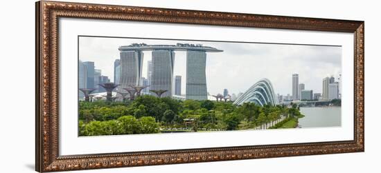 Panoramic View Overlooking the Gardens by the Bay, Marina Bay Sands and City Skyline, Singapore-Fraser Hall-Framed Photographic Print