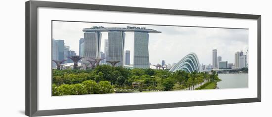 Panoramic View Overlooking the Gardens by the Bay, Marina Bay Sands and City Skyline, Singapore-Fraser Hall-Framed Photographic Print