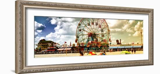 Panoramic View, Vintage Beach, Wonder Wheel, Coney Island, Brooklyn, New York, United States-Philippe Hugonnard-Framed Photographic Print