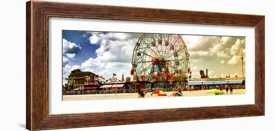 Panoramic View, Vintage Beach, Wonder Wheel, Coney Island, Brooklyn, New York, United States-Philippe Hugonnard-Framed Photographic Print