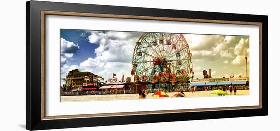 Panoramic View, Vintage Beach, Wonder Wheel, Coney Island, Brooklyn, New York, United States-Philippe Hugonnard-Framed Photographic Print