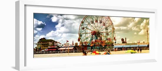 Panoramic View, Vintage Beach, Wonder Wheel, Coney Island, Brooklyn, New York, United States-Philippe Hugonnard-Framed Photographic Print