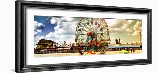 Panoramic View, Vintage Beach, Wonder Wheel, Coney Island, Brooklyn, New York, United States-Philippe Hugonnard-Framed Photographic Print