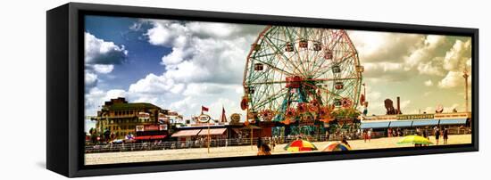 Panoramic View, Vintage Beach, Wonder Wheel, Coney Island, Brooklyn, New York, United States-Philippe Hugonnard-Framed Premier Image Canvas