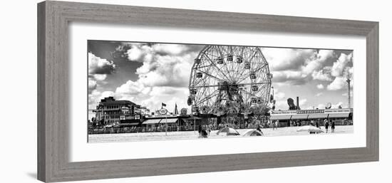 Panoramic View, Vintage Beach, Wonder Wheel, Coney Island, Brooklyn, New York-Philippe Hugonnard-Framed Photographic Print