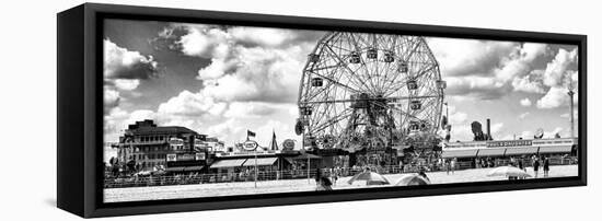 Panoramic View, Vintage Beach, Wonder Wheel, Coney Island, Brooklyn, New York-Philippe Hugonnard-Framed Premier Image Canvas