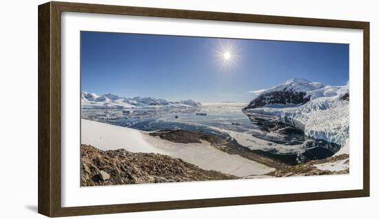 Panoramic View with Sunburst of Neko Harbor, Antarctica, Polar Regions-Michael Nolan-Framed Photographic Print