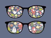 Retro Sunglasses with Christmas Time Reflection.-panova-Art Print