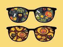 Retro Sunglasses with Monsters Reflection.-panova-Art Print