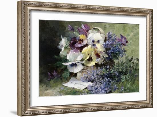 Pansies and Forget Me Not-Albert Tibulle de Furcy Lavault-Framed Giclee Print