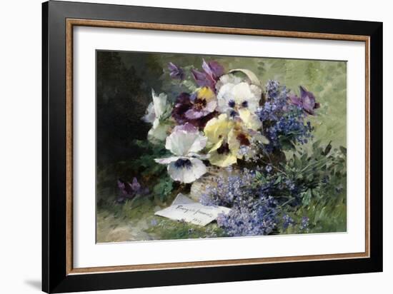 Pansies and Forget Me Not-Albert Tibulle de Furcy Lavault-Framed Giclee Print