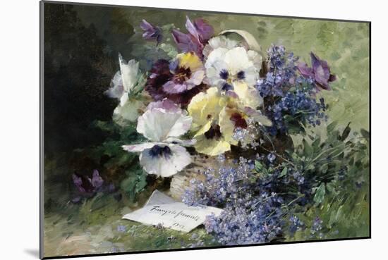 Pansies and Forget Me Not-Albert Tibulle de Furcy Lavault-Mounted Giclee Print