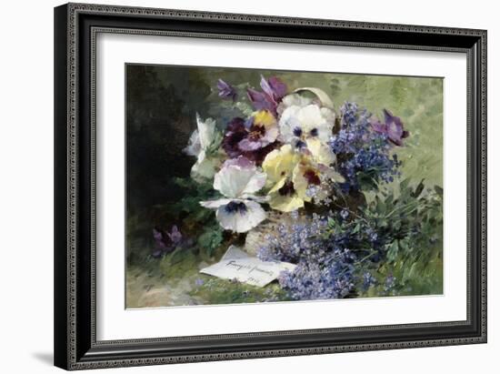 Pansies and Forget Me Not-Albert Tibulle de Furcy Lavault-Framed Giclee Print