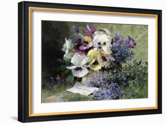 Pansies and Forget Me Not-Albert Tibulle de Furcy Lavault-Framed Giclee Print