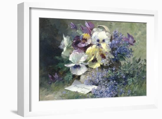 Pansies and Forget-Me-Not-Albert Tibulle de Furcy Lavault-Framed Giclee Print