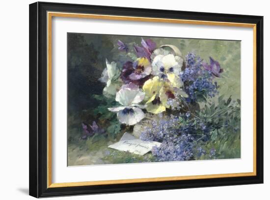 Pansies and Forget-Me-Not-Albert Tibulle de Furcy Lavault-Framed Giclee Print