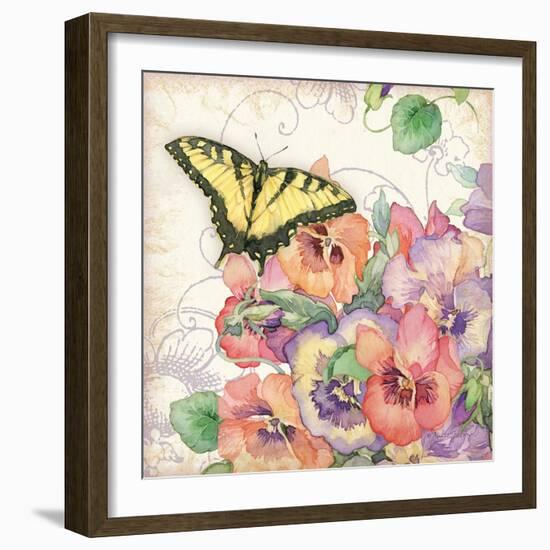 Pansies & Butterflies-Julie Paton-Framed Art Print