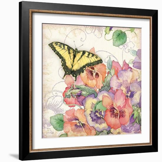 Pansies & Butterflies-Julie Paton-Framed Art Print