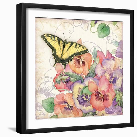 Pansies & Butterflies-Julie Paton-Framed Art Print