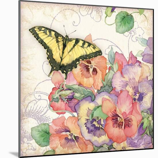 Pansies & Butterflies-Julie Paton-Mounted Art Print