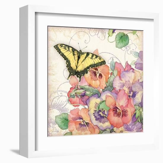 Pansies & Butterflies-Julie Paton-Framed Art Print