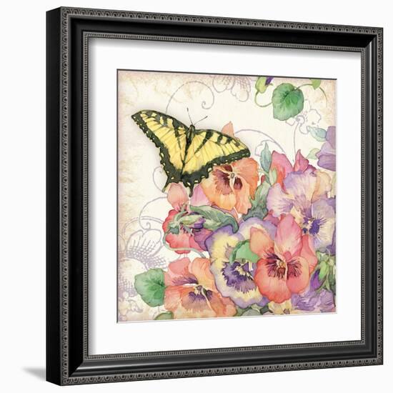 Pansies & Butterflies-Julie Paton-Framed Art Print