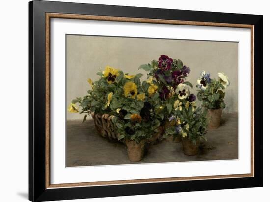 Pansies, by Henri Fantin-Latour, 1874, French painting,-Henri Fantin-Latour-Framed Art Print