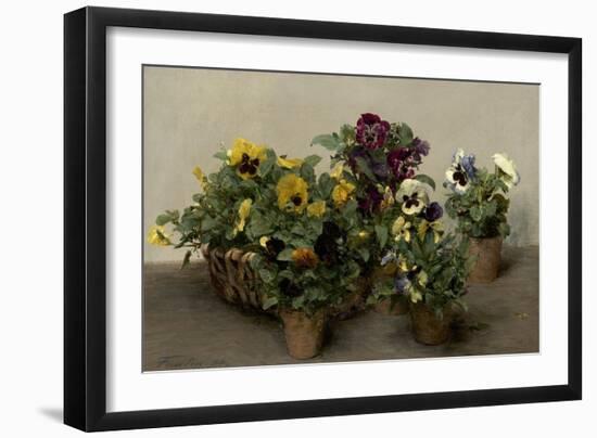 Pansies, by Henri Fantin-Latour, 1874, French painting,-Henri Fantin-Latour-Framed Art Print