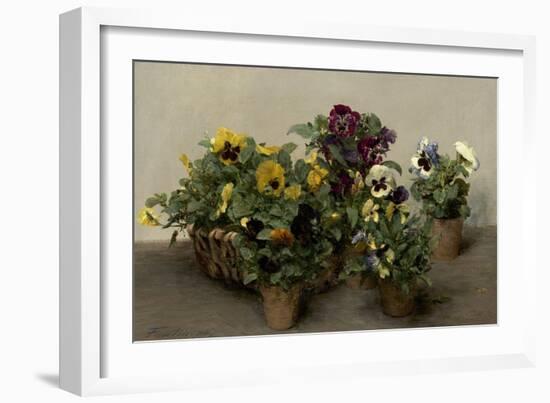 Pansies, by Henri Fantin-Latour, 1874, French painting,-Henri Fantin-Latour-Framed Art Print