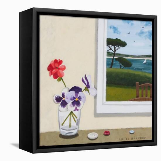 Pansies, Geraniums and Buttons-Sophie Harding-Framed Premier Image Canvas