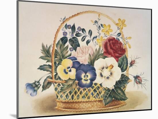 Pansies in a Basket-null-Mounted Giclee Print