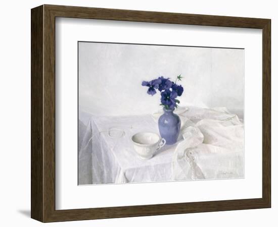 Pansies in a Blue Vase, Still Life, 1990-Arthur Easton-Framed Giclee Print