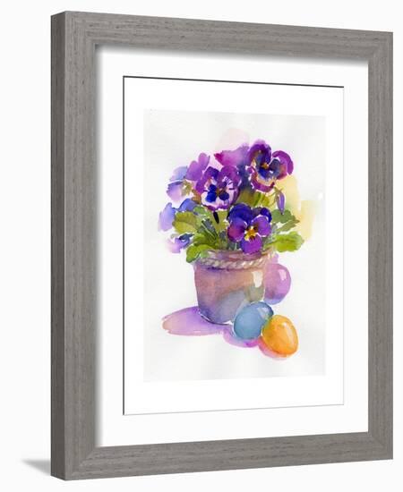 Pansies with Easter Eggs, 2014-John Keeling-Framed Giclee Print